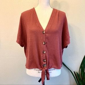 Sadie & Love | Tie Front Button Down Top